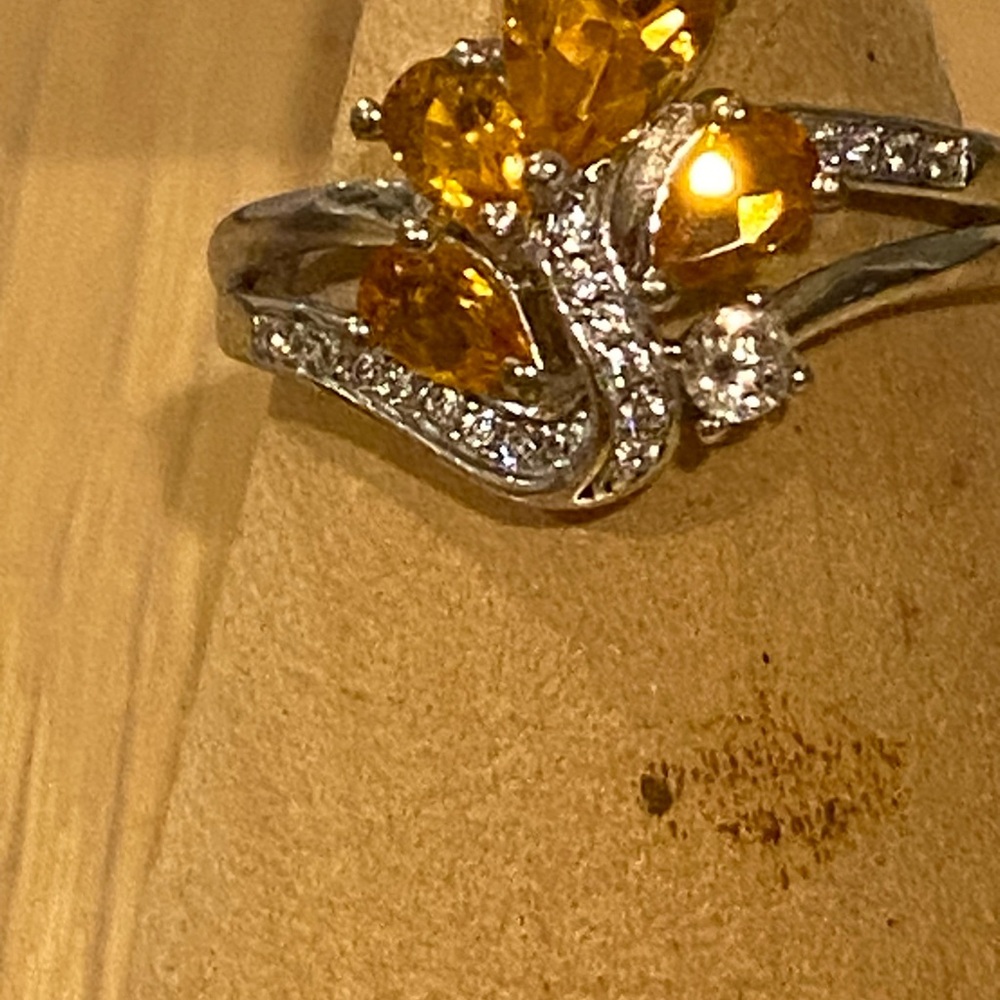 Genuine Citrine & White Sapphire Ring